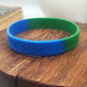 B2132 power through it tie dye melt bracelet silicone exercise workout gear